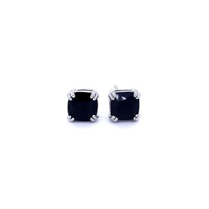 🟣 Black Spinel Sterling Silver Stud Earrings